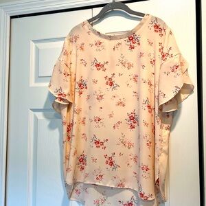 🍊LOFT Floral Print Women's Top - peach XL🍊